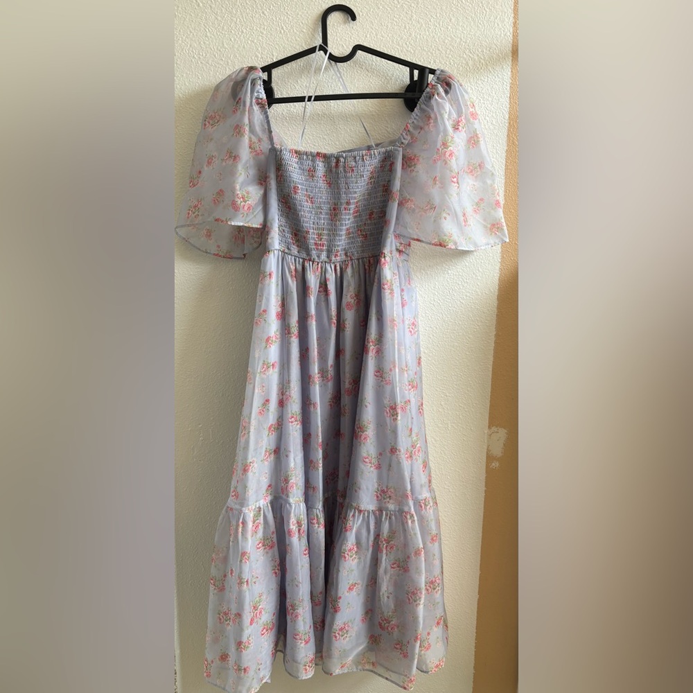 Abercrombie & Fitch Purple Ruffled Tiered Emerson midi dress